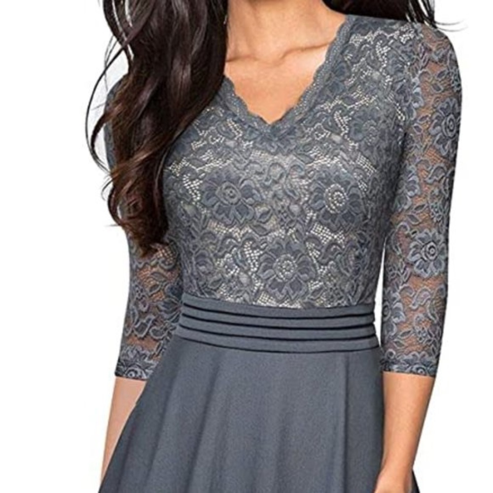 Homeyee Vintage Floral Lace Dress